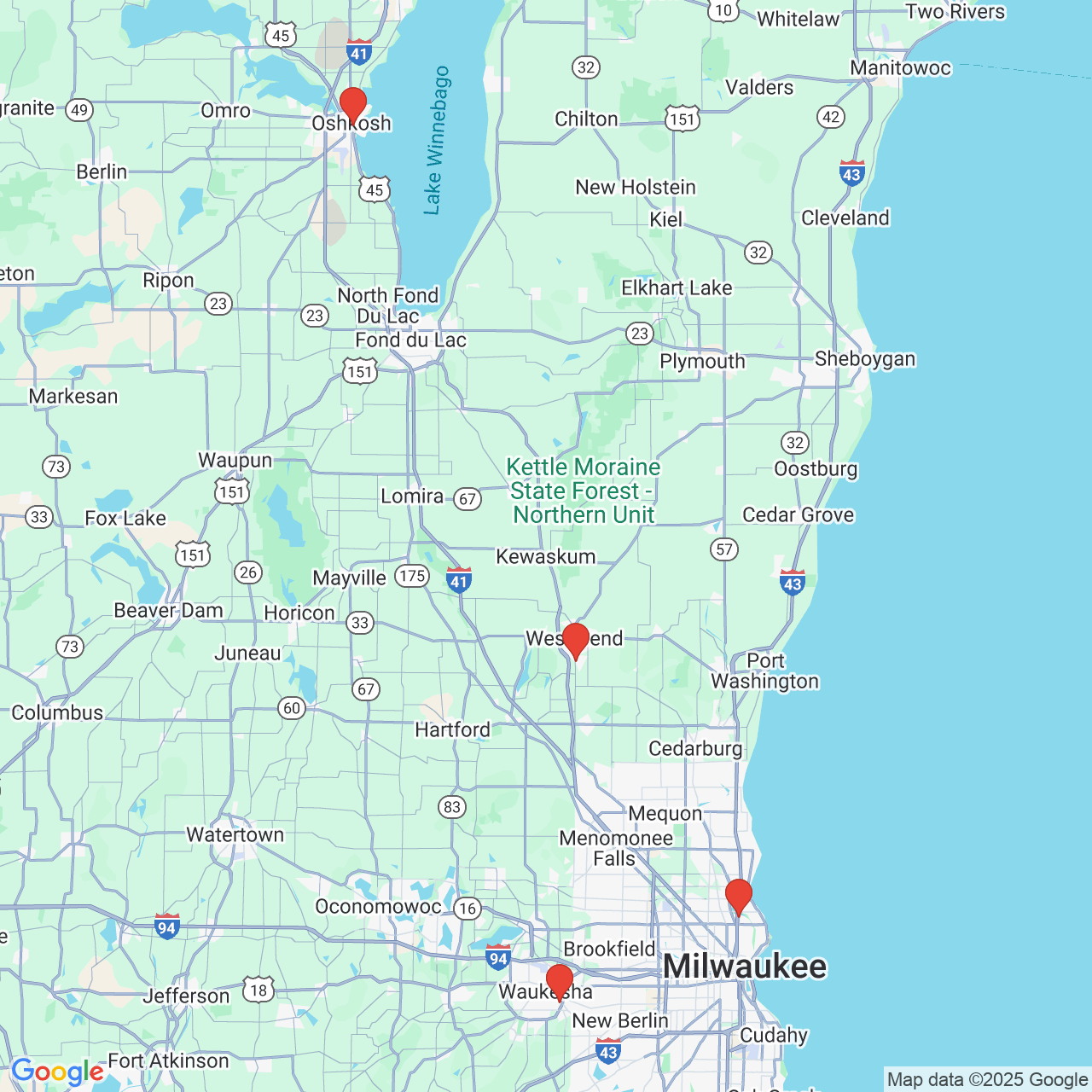 Google map image of our locations