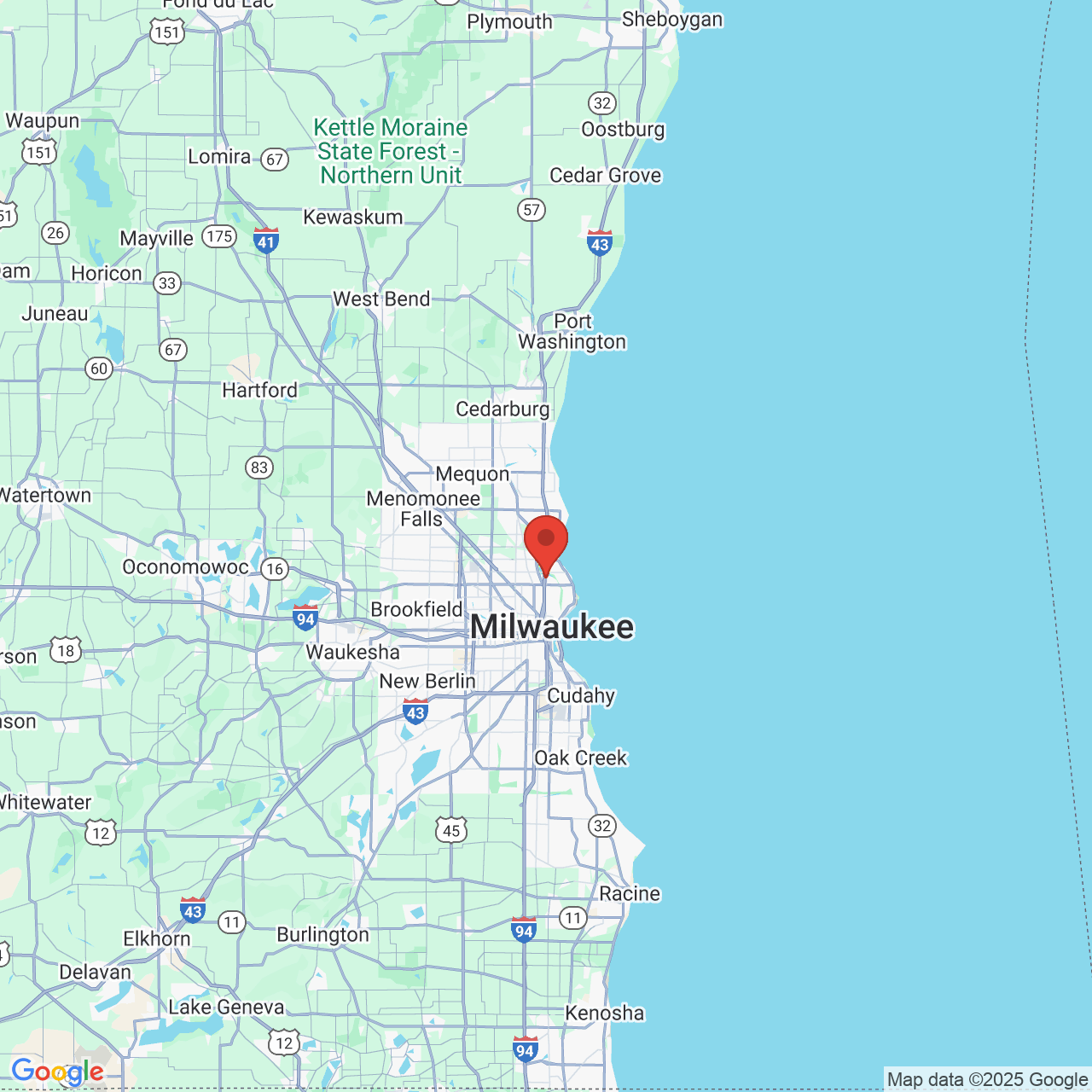 Google map image of our location in 4425 N Port Washington Rd Milwaukee, WI